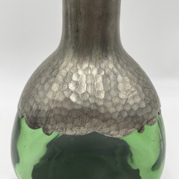 Royal Holland Daalderop Pewter Overlay & Green Glass Decanter bottle w/Stopper V - Picture 9 of 16